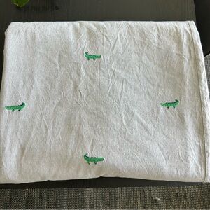 Pottery Barn Kids Embroidered Duvet Cover Gray Twin Bed Alligator Crocodile